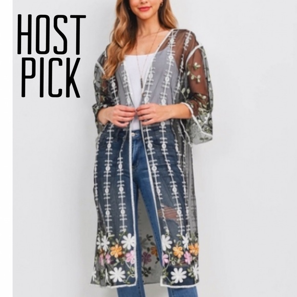 Love Riche Other - Embroidered Sheer Kimono